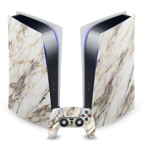 Skin PS5 Digital et Manette Marbre Blanc Doré Head Case Designs