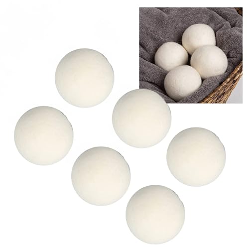 6PCS Wool Dryer Balls, 5cm High Density Reusable Fabric Softener Balls Anti Static Laundry Balls for Dryer Reduce Drying Time Lint Home Hotel Use