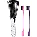 3 Pieces Detangling Brush Set with Edge Brush Double Sided, Hair Detangler for Afro America Textured 3a to 4c Kinky Wavy for Wet/Dry/Long Thick Curly Hair (Black and White, Purple, Rose Red)