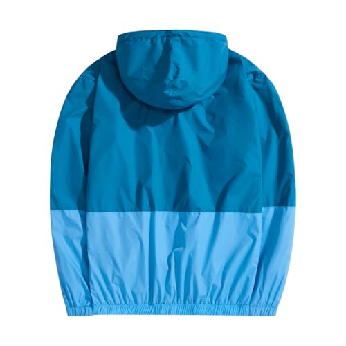 Piyapiyapoo Men\'s Lightweight Raincoats Shell Hooded Outdoor Rain Coat Hiking Windbreaker Jacket Blue/Blue XX-Large - Thumbnail 2