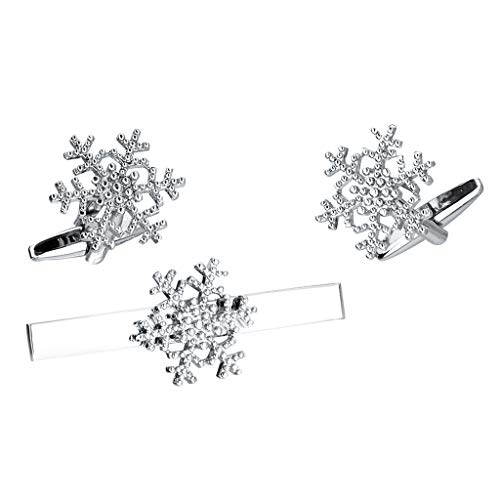 Esquirla Conjunto de abotoaduras de cobre em formato de floco de neve e clipe de gravata