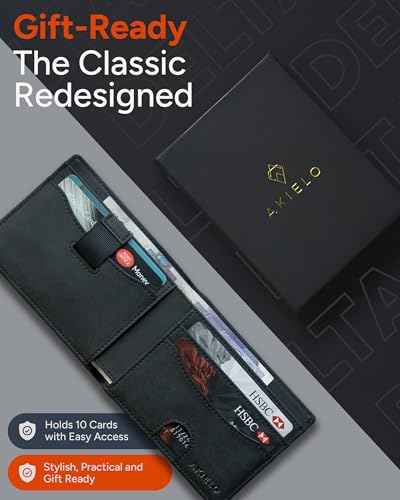 RFID Blokkerende Bifold Kaart Portemonnee met Trek Tab en Geschenkdoos – Stijlvolle Heren Portemonnee – Creditcardhouder Portemonnees voor Heren (DELTA Collectie) - Afbeelding 4