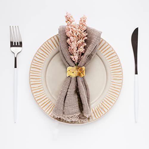 Fairgood 12Pcs Gold Napkin Rings (Braid) - Modern Wavy Love Twist Luxe Design, Elegant Table Cloth Metal Napkins Holders Set Of 12 For Romantic Bridal Wedding Party Decor & Home Dining Room Dinnerware #TOP6