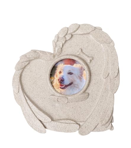 T TAKONE gravsten hund, harts hjärtformad minnessten hund, gravbilder väderbeständig, gräsmatta och trädgård minnestavla hund, gravsmycke hund