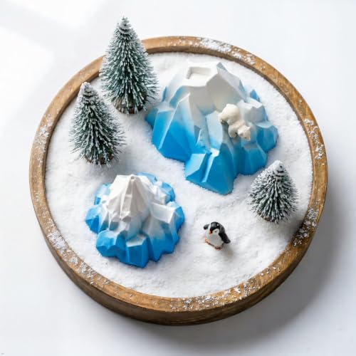 Image of Kai Dream Miniature Diorama Iceberg Resin Sculpture,Mini Ski Figurines | Decor for Home, Office, Miniature Model Building, Winter Wonderland Themed Display, Collectible Figurine