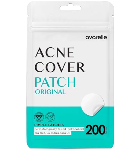 Image of AVARELLE Pimple Patches for Face | Hydrocolloid Acne Patches for Covering Blemishes | Zit Patches with Tea Tree, Calendula, & Cica | HSA Store Eligible Items (10-14 mm, 200, Count)