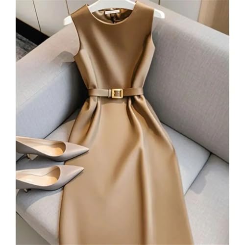 Women's Formal Slim Fit Dress Sleeveless High Waist Midi Party Ladies Collar Dress4