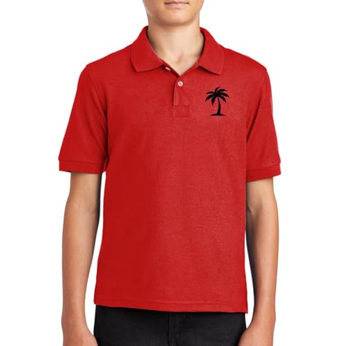 Girls Tropical Vibrant Polo Shirt Teen Summer Short Sleeve School Uniform Kids Palm Tree Embroidery Basic Pullover2