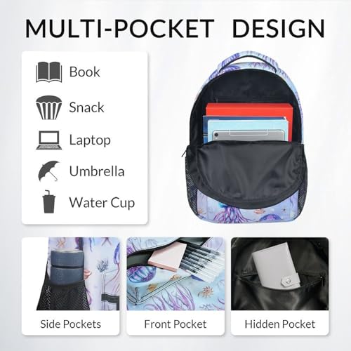 Mercuryelf Backpack for Girls - 17 Inch Jellyfish Backpacks for School - Cute Sea Bookbag for Teen Girls - Lightweight Durable School Bag3