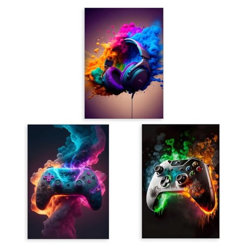 Cunegra Lot de 3 impressions d'art mural de jeu vidéo – Impressions d'art sur toile de jeu fluo colorées pour décoration de chambre d'adolescents et de garçons (20,3 x 25,4 cm, sans cadre) Cunegra Lot de 3 impressions d'art mural de jeu vidéo – Impressions d'art sur toile de jeu fluo colorées pour décoration de chambre d'adolescents et de garçons (20,3 x 25,4 cm, sans cadre)