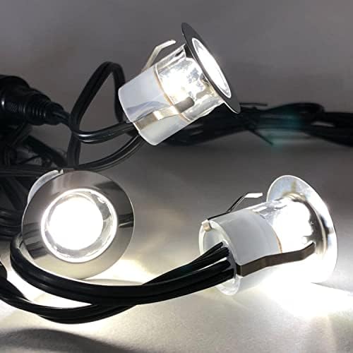 Set of 30-30mm Dia LED Round Corrosion Resistant Stainless Steel Cool White 6500K IP67 Waterproof Recessed Ground Wall Plinth Deck Light Ultra Bright Outdoor Garden Bathroom Kitchen