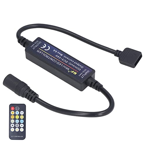 Zerodis Controladores Control Remoto de 17 Teclas para Temperatura de Color y Brillo Ajustables 3 Modos 10 100% de Atenuación No Se Necesita Cableado para Tiras de Luces LED Mini Regulador de