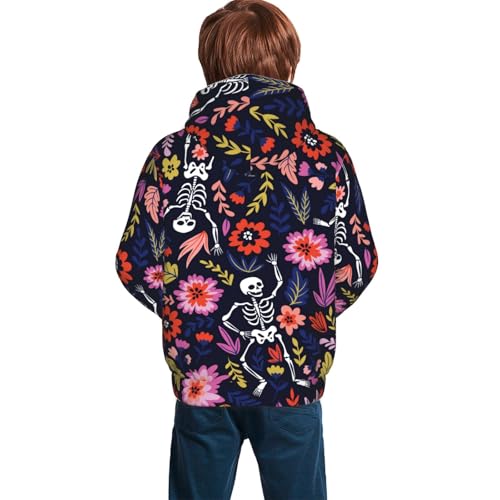 Dancing Skeletons Floral Garden Kid Hoodies Boys Sweatshirts Girls Pullover with Pocket4
