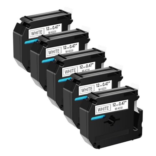 5pbNxe[vM-K231 MK131 MK-631̍9mm 12mm Compatible With D400 H100 E550Wxv^[(Black on white)