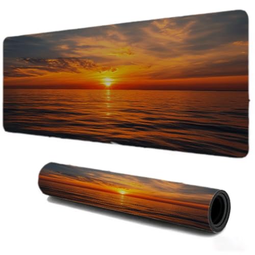 Alfombrilla Ratón Gaming 700x300, Mejora Velocidad y Precisión, Puesta del Sol Mar Mouse Pad Antideslizante, Alfombrillas Raton de Oficina y Casa, Accesorio Gaming para Ordenador Ratón Teclado S-305
