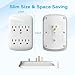 6 Outlet Extender Surge Protector 2 Pack, 980 Joules 3-Prong Grounded Electrical Plug Outlets, Wall-Mountable Power Adapter Wall Tap with Indicator LED Light for Home,Office, Travel, White, ETL Listed