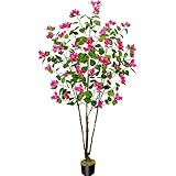 59"/5FT Artificial Bougainvillea Tree with Flowers, Faux Plants Indoor Bougainvillea Plant Suitable for Home Porch Patio Decoration (Including Dried Moss)