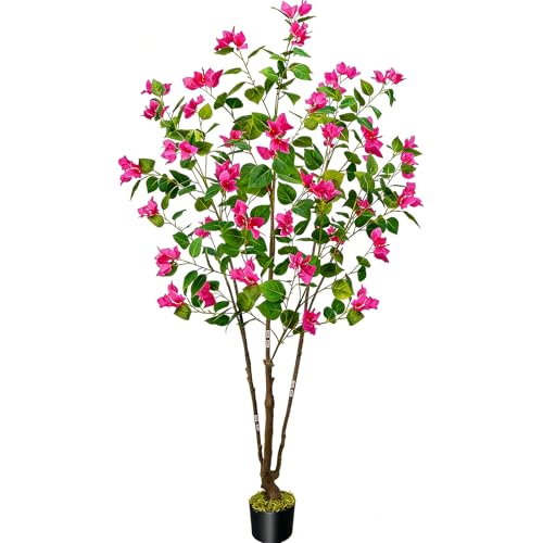59"/5FT Artificial Bougainvillea Tree with Flowers, Faux Plants Indoor Bougainvillea