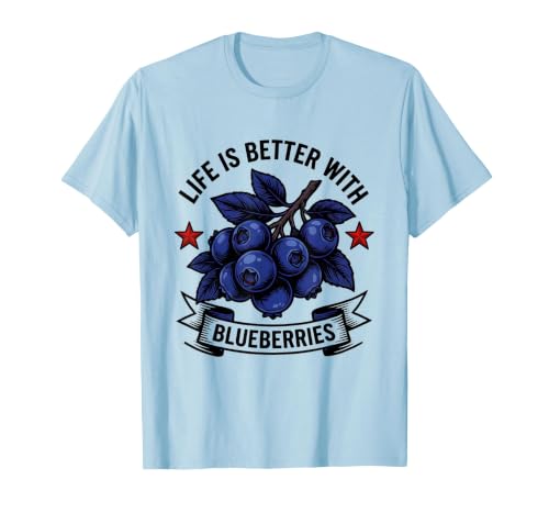 Life Is Better With Blueberries Red White Blue Design T-Shirt, Men, Baby Blue, X-Large