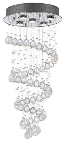 Modern Chandelier Rain Drop Lighting Crystal Ball Fixture Pendant Ceiling Lamp H29 X W15.5 - 5 Lights