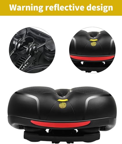 Image of PRO365 Universal Bike Seat | Waterproof Cycle Seat | Wide Long Lasting Memory Foam | Breathable Comfort Saddle | Red Reflective Strip | 1 Year Brand Warranty | Yellow