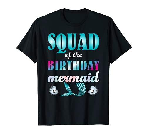 Plantilla del Cumpleaños Sirena Sirena Escuadrón Familiar Amigos Camiseta