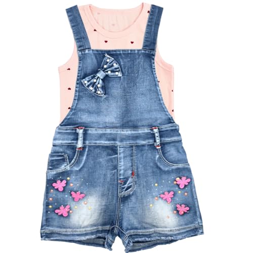 Conjunto de ropa para niña de 2 a 6 años, camiseta de manga corta y pantalones cortos de mezclilla