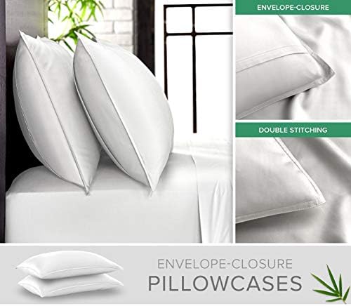 King Sheets by Pure Bamboo, Genuine 100% Organic Viscose Derived from Bamboo Bed Sheet Set, Soft & Cooling, Double Stitching, 2 Year Quality Promise (King, White) - 3