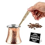 Hakan Turkish Coffee Pot | Stove Top Water Boiler, Coffee Maker, Butter, Chocolate & Milk Warmer | Even and Quick Heat with Handcrafted Copper Material | Coffee Gifts Idea, 6.5 Oz (190 cc)