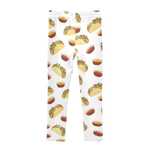 Tacos with Sauces Girls Leggings,Workout Leggings for Girls Toddler Athletic Leggings Size for 3-10T2