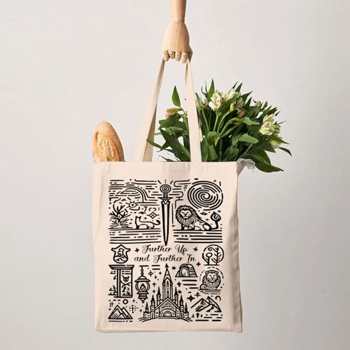 G2TUP Novels Inspired Gift Further Up And Further In Tote Bag Fantasy Novel Fans Handbag Bookworm Gift Book Lover Gift2
