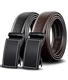 Truyis Leather Ratchet Belts For Men,Slide Ratcheting Belt 2 Pack,Adjustable Click Dress Belt