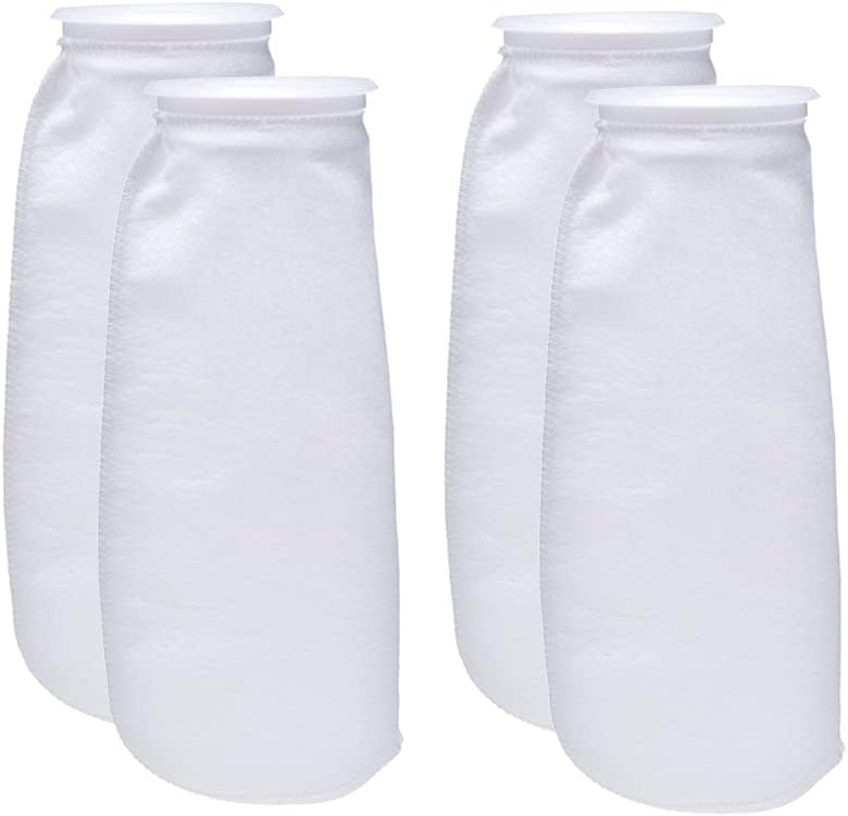 ALEGI Aquarium Filter Socks 4 inch by 14 Inch Long, 200 Micron - 4 Inch Ring Aquarium Felt Filter Bags (4 by 14 Inch - 10Pack)