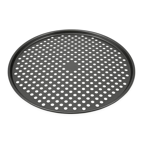 Image of Zyliss 14 inch / 36cm Pizza Tray for Oven, 36cm/14in, with PFAS Free ILAG Non-Stick Technology, Carbon Steel, Grey, Pizza Pan Baking Trays with Holes Dishwasher Safe
