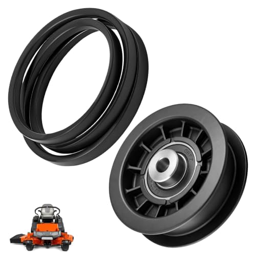 539110311 Idler Pulley & 539110411 Drive Belt Compatible with Husqvarna Z254F Z200 CZ3815 CZ4217 CZ42175 RZ4623 Lawn Mower, Replace 607163 14259 12400