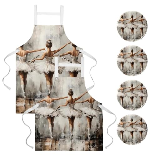 Tablier de cuisine anti-taches pour le nettoyage et la pâtisserie en lot de 2
