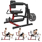 Leg Extension and Curl Lower Body Workout Machine, Heavy Duty Adjustable Leg Rotary Extension Plate Loaded Fitness Equipment for Thigh Home Gym, for 1''/2'' Weight Plates with Easy Mobility Wheels