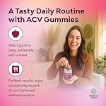 Apple Cider Vinegar Gummies with Mother - Cleanse & Detox ACV Gummies for Weight Loss, Gut Health, Bloating, Metabolism & Energy Support - ACV with Mother with B12 Vitamin, B6 & Pomegranate - 60 Ct - Image 4