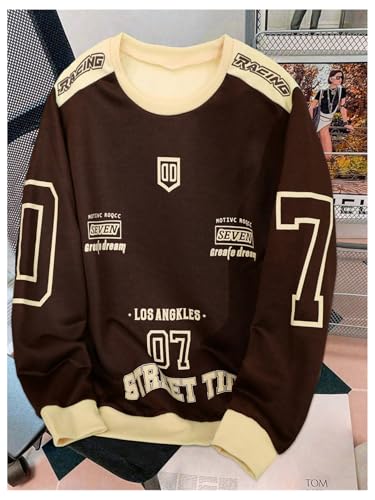 WDIRARA Boy's Graphic Letter Print Long Sleeve Sweatshirt Crew Neck Drop Shoulder Pullover Top3