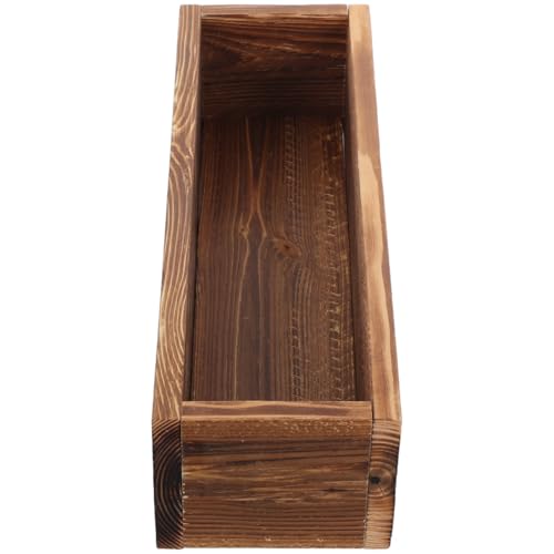 FUNOMOCYA Maceta rectangular de madera, jardineras rústicas con ventana, maceta de madera para plantas al aire libre, verduras, suculentas, 30 x 9,5 x 7 cm