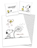 snoopy kissen kaufen mit Reißverschluss Klaus Herding GmbH Bettwäsche Peanuts Snoopy 80 x 80 cm + 135 x 200 cm 100% Baumwolle mit Reißverschluss