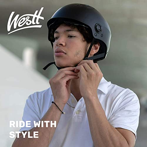 Westt Scooter Helm Fahrradhelm Skaterhelm für Herren und Damen E Scooter Helm E-Bike Helm Roller Helm mit getöntem Sonnenvisier für Jugendliche und Erwachsene