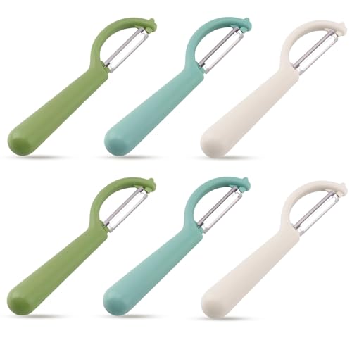 6 Stück Kartoffelschäler, Sparschäler, Gemüseschäler, Multifunktionaler Gemüseschäler Für Die Küche, Edelstahl Mit Griff, Leicht Kartoffeln, Obst Usw. Schälen (Weiß, Hellblau, Grün)