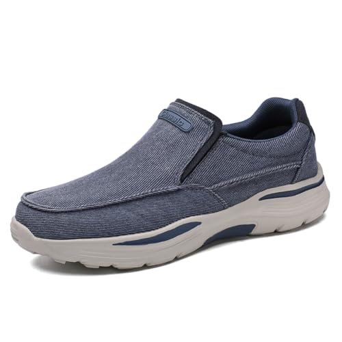 MEIION Canles - Deklan - Scarpe da uomo in tela per il tempo libero, comode e traspiranti, slip-on per l'uso quotidiano, con suola interna ergonomica e supporto per tallone, Blu, 43 EU