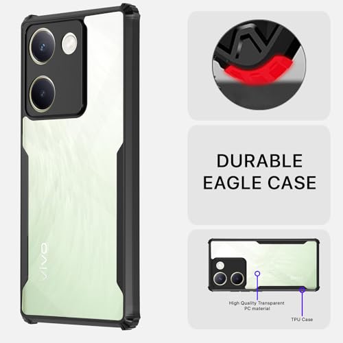 Image of Pikkme Vivo Y200 Pro 5G Back Cover | Crystal Clear Transparent Back | Ultra Hyrbid | Full Camera Protection | Raised Edge | Bumper Back Case (Black)