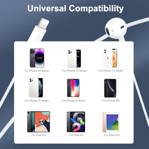Cablex Apple Earbuds, Wired Earphones With Lightning Connector[Mfi Certified] (Built-In Microphone & Volume Control) Noise Canceling Isolating Headphones For Iphone 14/13/12/11/Se/X/Xr/Xs/8/7 thumb #5
