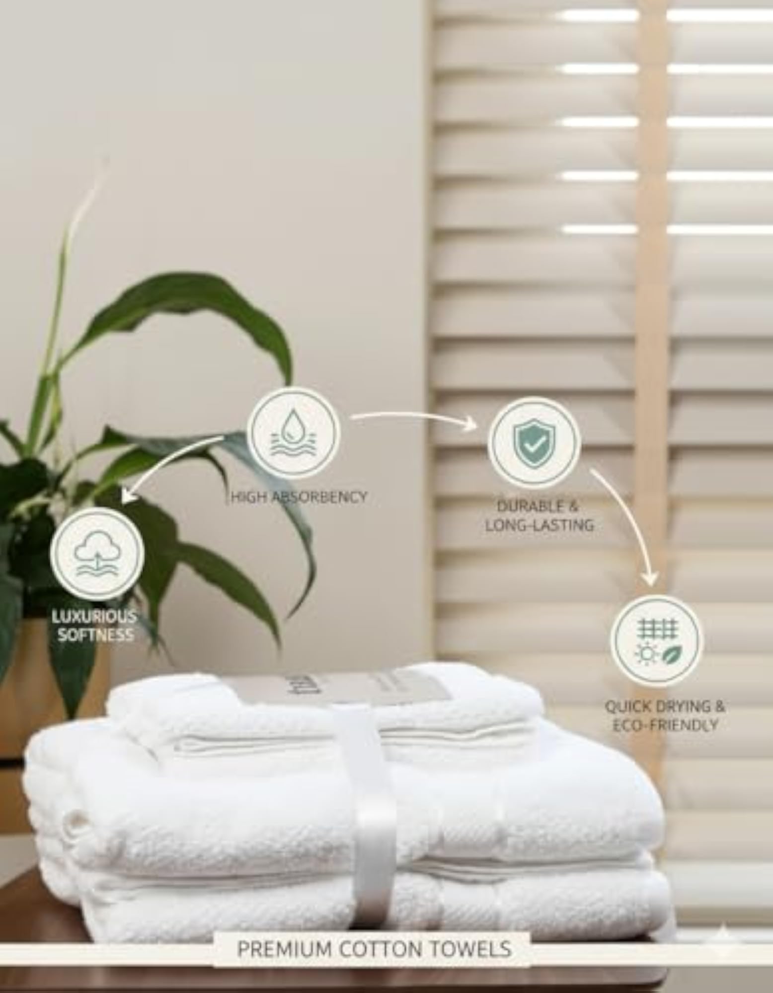 Premium 4-Piece Towel Set, 550 GSM Cotton, Elegant Gift