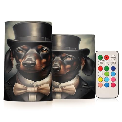 ALAZA Dog (31) Flickering Flameless Candles Battery Operated with Remote Timer,Tea Light Candles LED Pillar Votive Candles Set of 2 for Outdoor Indoor Decorations