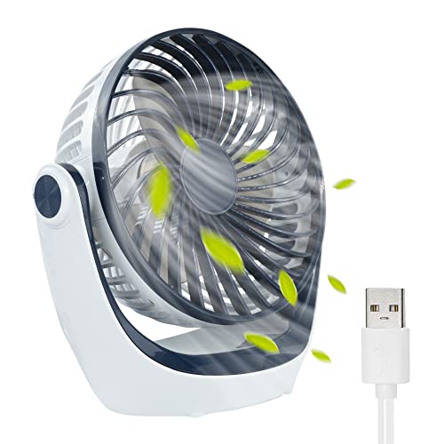 TANNESS Desk Fan, USB Fan, Desktop Fan, Portable Fan, Quiet Fan | Desk Fan USB 3 Speeds, Strong Airflow With 360° Rotation | Mini Fan, Cooling Fan, Electric Fan, Standing Fan, Small Fan, Fan for Home