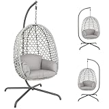 Oyajia Sillón colgante con estructura para exterior e interior, color gris (sin